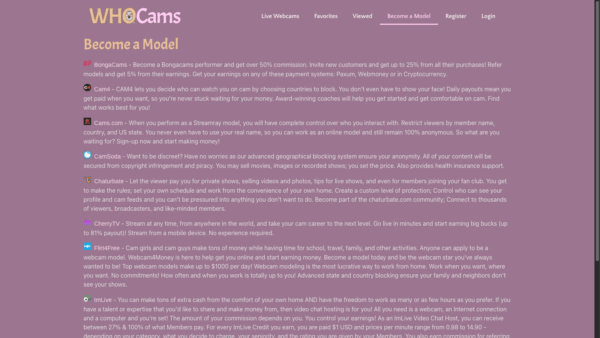 WhoCams Become a Model
